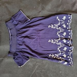 Women's Large E&M top (blue, floral)